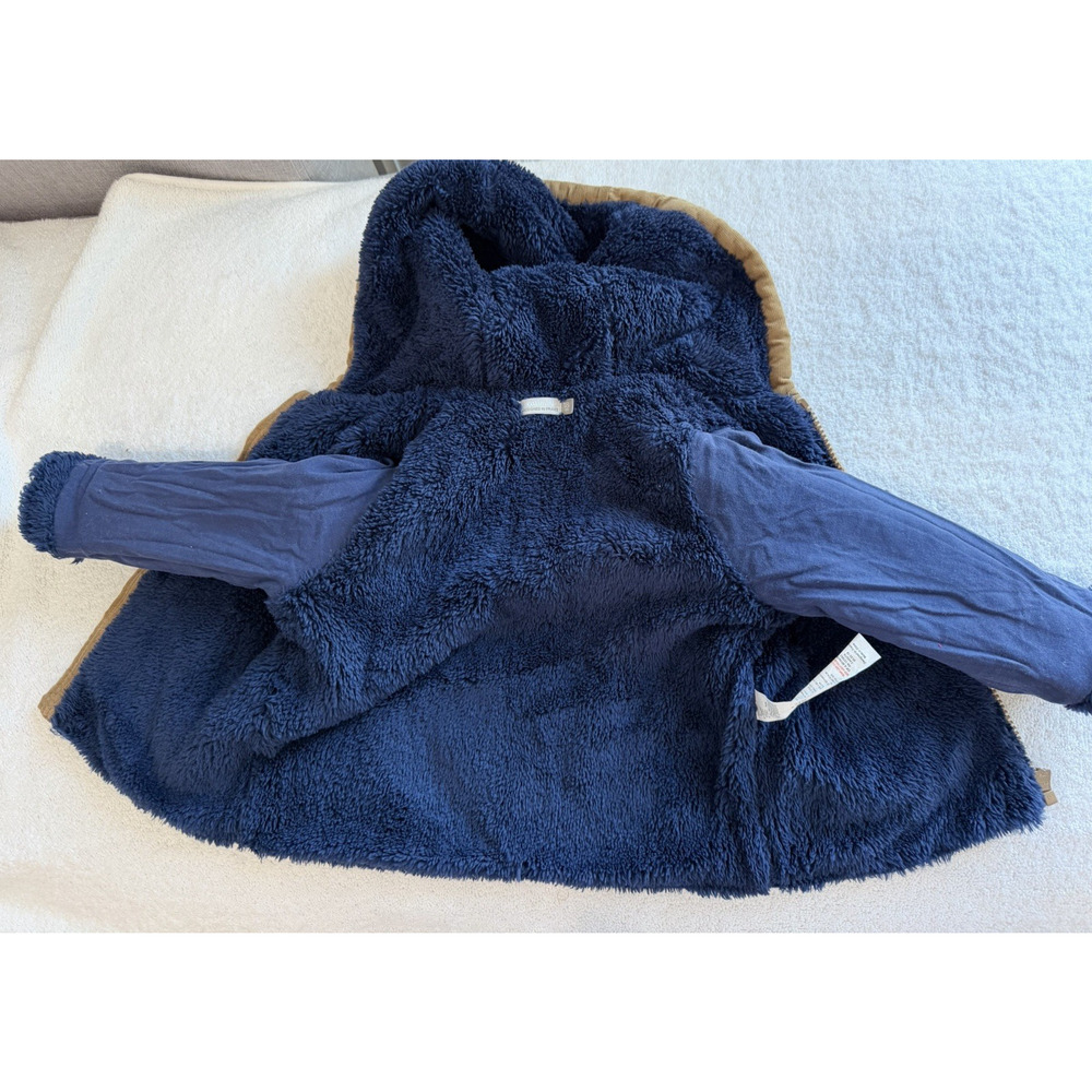 Designed in France Baby Cardigan corduroy Hooded Jacket Sherpa lining Sz-18 Mon - Picture 5 of 8